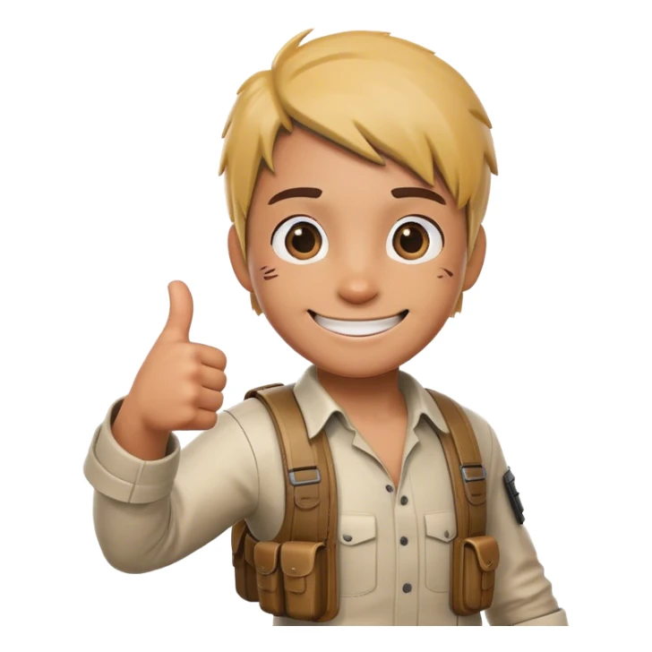 cartoon PUBG character giving thumbs up and weird smiles sticker