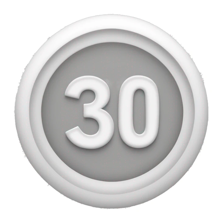 white circular pill with an indented line through the middle horizontally and the number 30 on the top half in white sticker