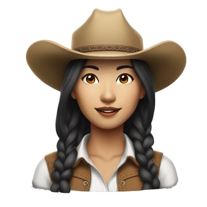 realistic portrait of very beautiful Asian cowgirl sticker