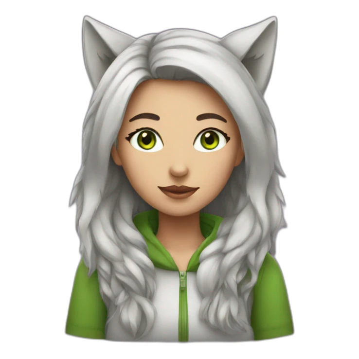 girl with wolf ears and green eyes sticker