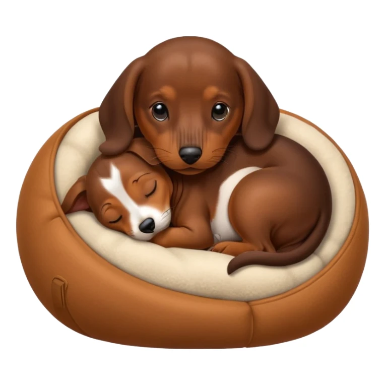brown dachshund puppy sleeping in a ball sticker