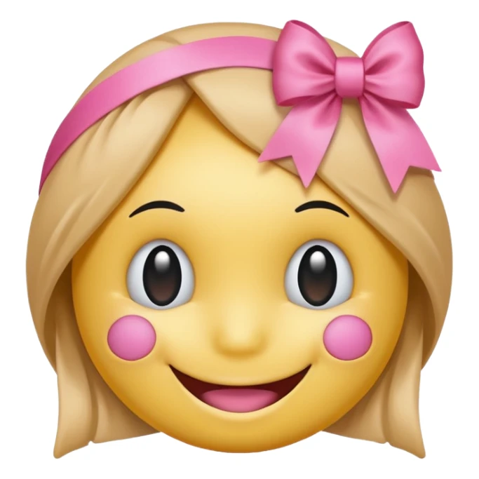 A smiley getting shy and a pookie ribben on his head this smiley 😁 sticker