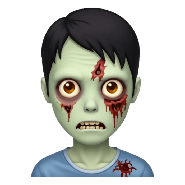 imagen de zombie pelo negro y piel normal sticker