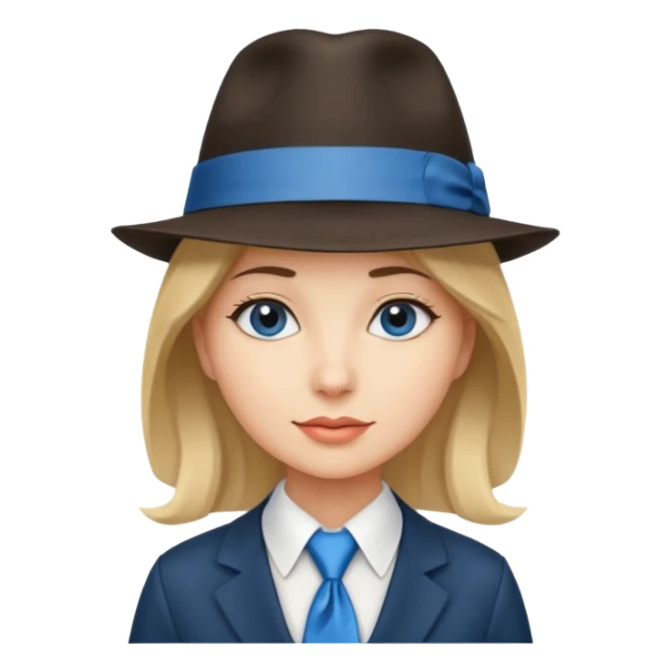 Blue neck tie with hat women sticker