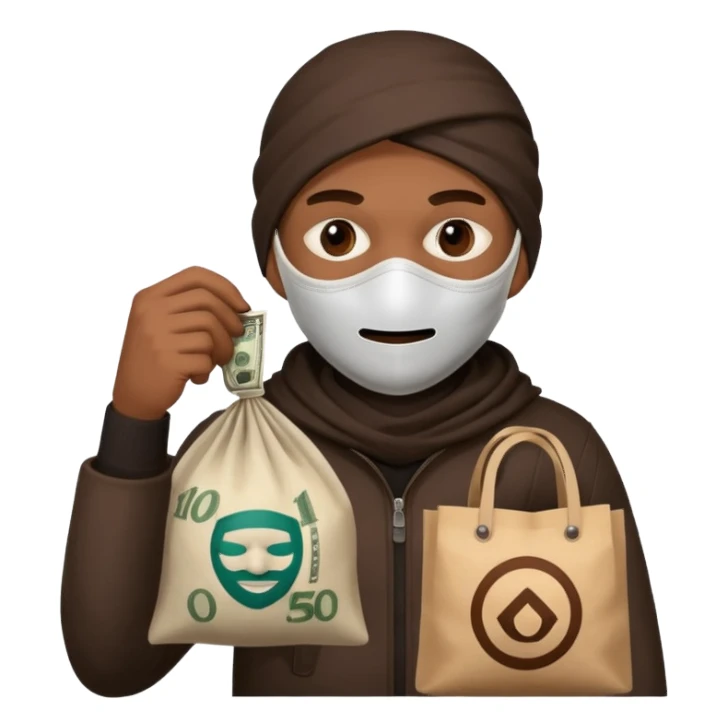 Ladrão com saco de dinheiro emoji eveito Mandela sticker