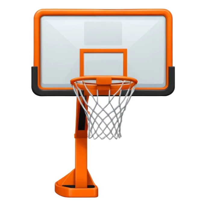 basketball hoop object icon, backboard and rim, net details, 3D cartoon, mobile game icon style, centered, clean background, no text, no watermark
 sticker