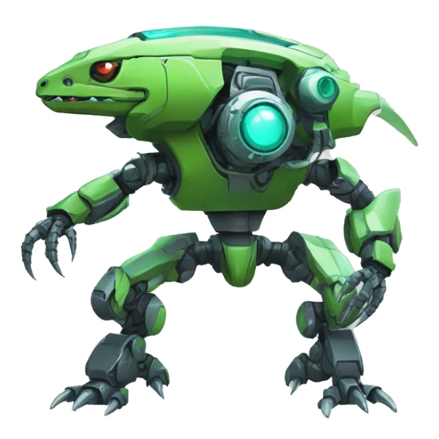 a futuristic mechanical spiky Medabot-lizard full body sticker