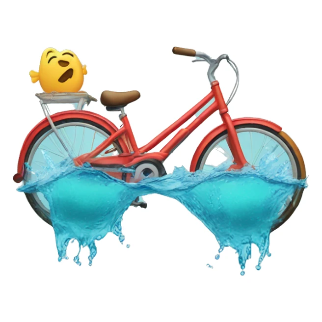 a bike with flippers in water sticker