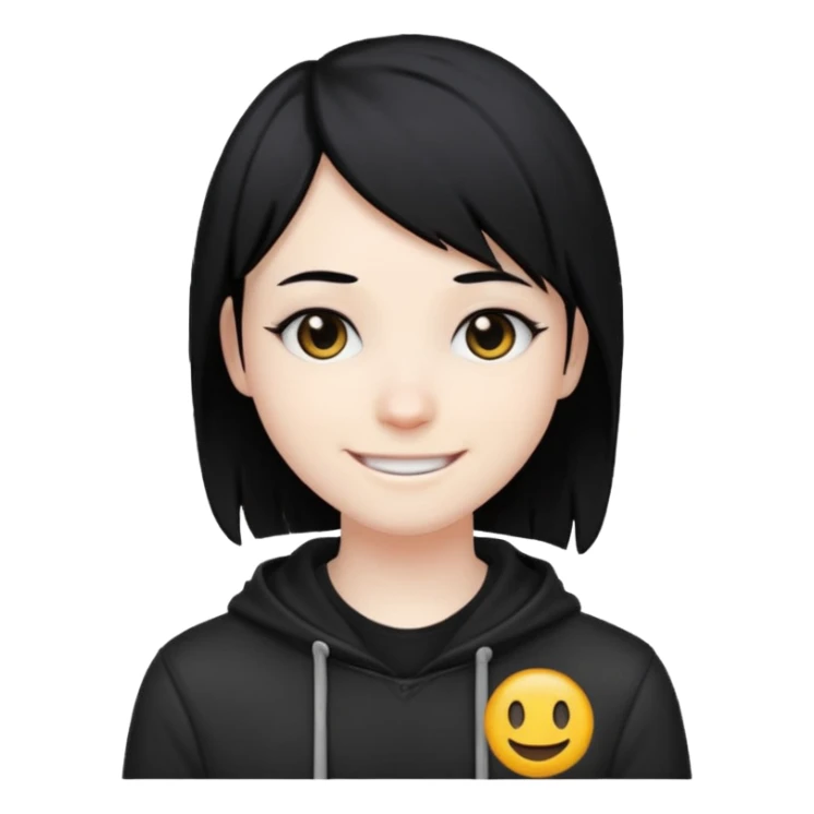 goth emo black hair peak and cool emoji sticker