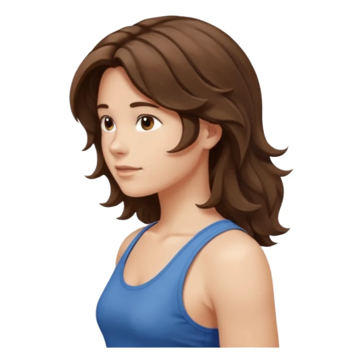 Medium length wavy Brown hair. Large boob tanktop. Side profile sticker