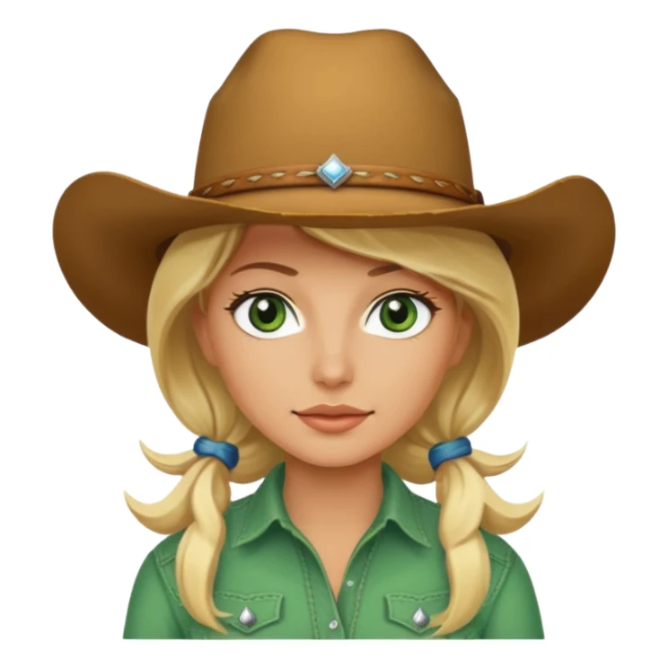 cowgirl is ugh blonde hair and green eyes  sticker