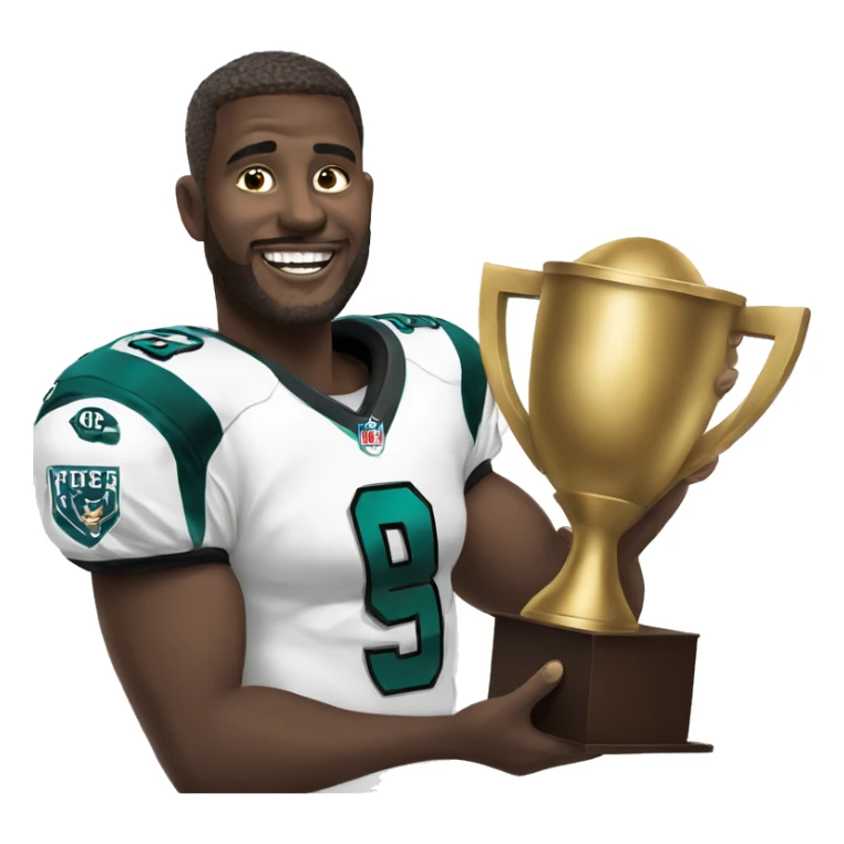 Fantasy football winner holding a trophy sticker