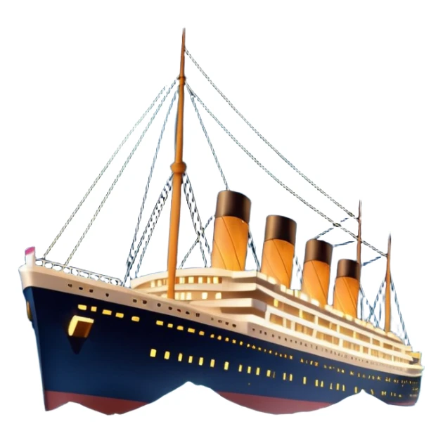 Draw the Titanic ship sailing at night with glowing lights & calm ocean waves. sticker