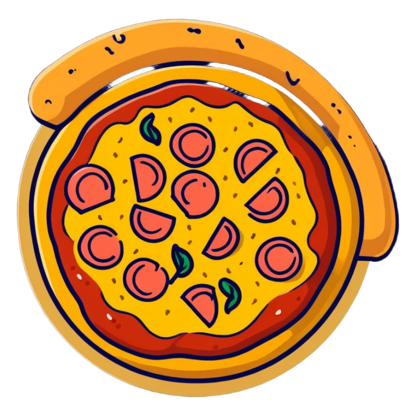 Extravagant gourmet pizza with gold leaf, wagyu beef, and truffle shavings sticker