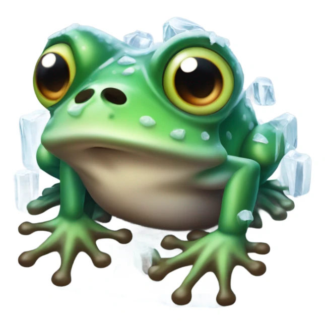 Frozen in ice frog shivering saying What the fuck ?! sticker