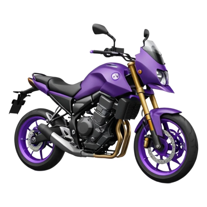 Créer un emoji copiable sur mon système iOS avec une moto mt07 noir mate / violet plus foncé que tu as et iridescent. le style de la mt07 doit être en sport. sticker