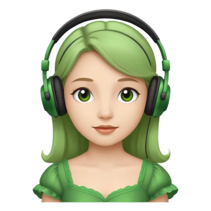 princess with headphones green dress sticker