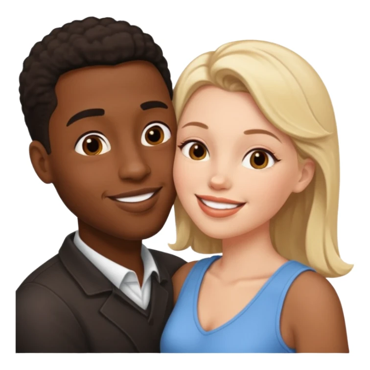 Black guy kissing white girl sticker