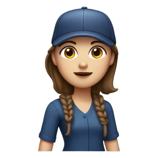 White girl with brown eyes and dark brown hair with baseball cap  sticker