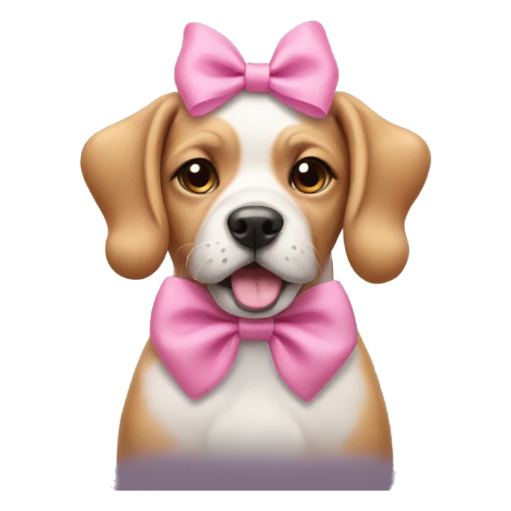 Dog wearing pink bow sticker