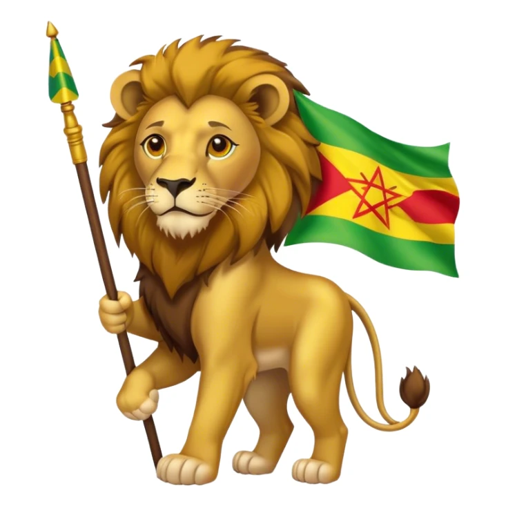 Lion carrying flag of ethiopia  sticker
