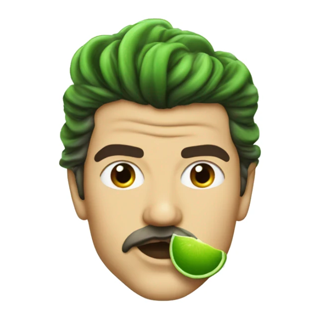 Orlando Bloom wih Green lips and a lime in his mouth sticker
