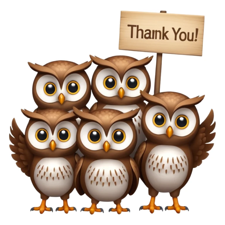 Every different color owl holding a sign that says thank you! sticker