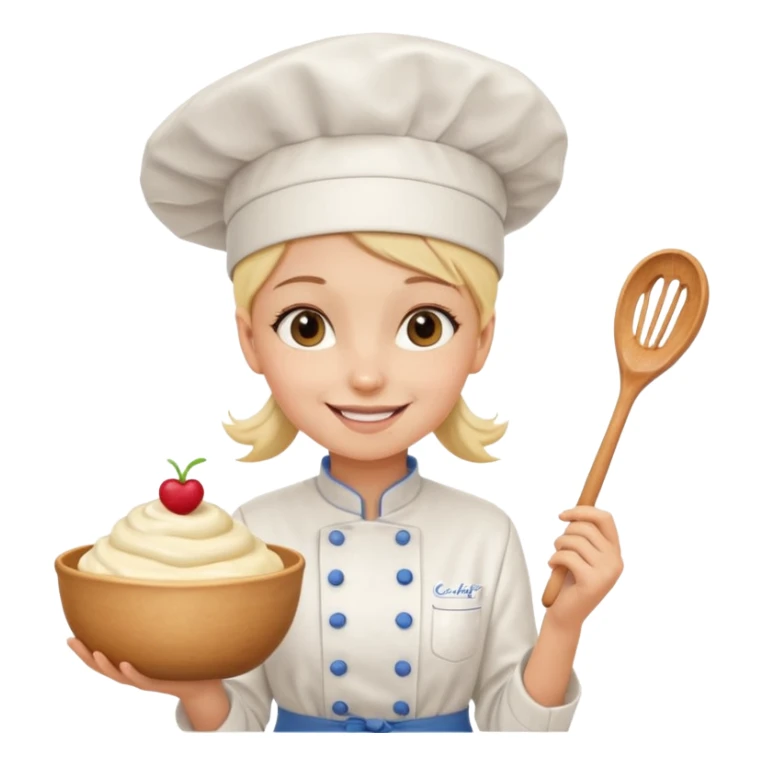 cute baking emoji
a girl chef
a whisker
a bowl sticker