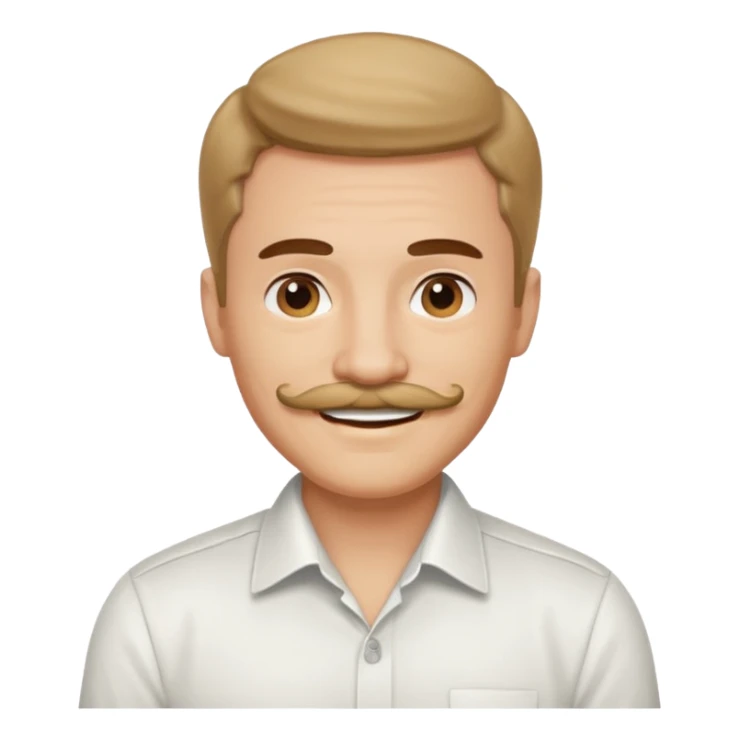 mustached man with medium hair and white shirt sticker