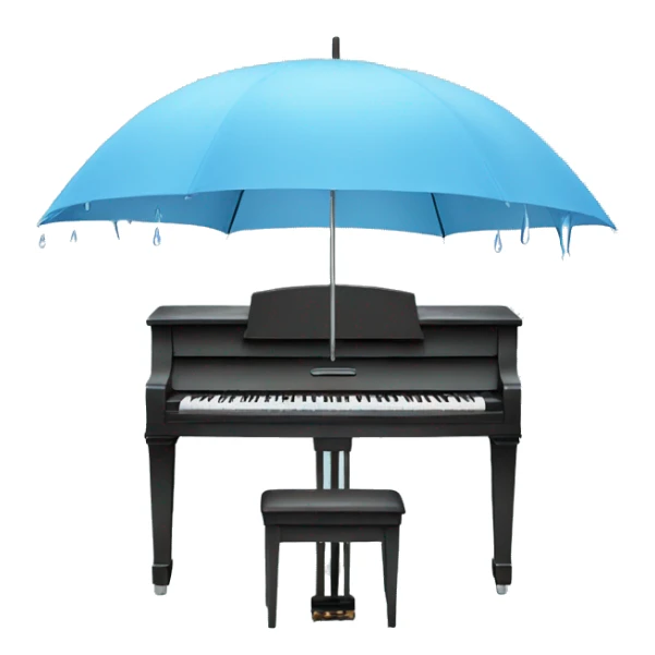 Umbrella with rain over a light blue piano  sticker