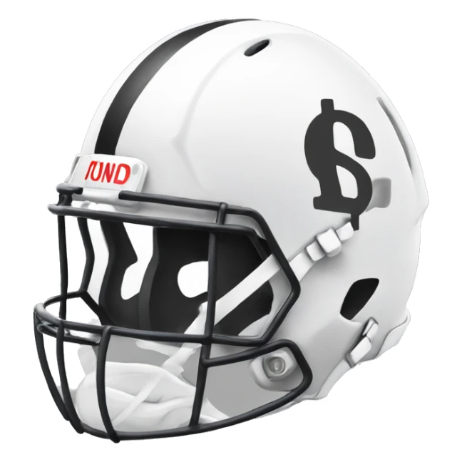 simple white football helmet with dollar sign on the side sticker