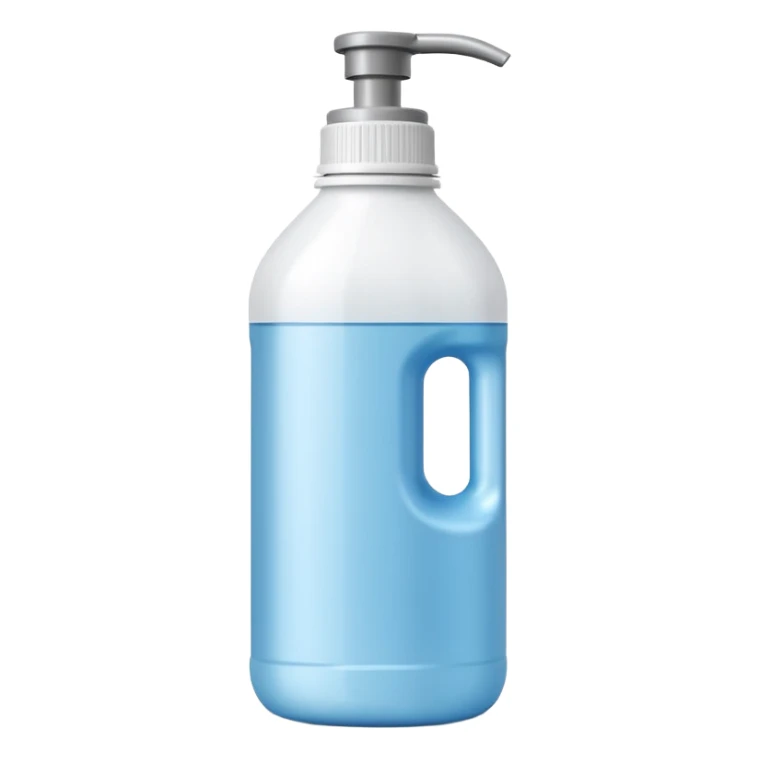 medium plastic bottle with slim, slightly curved body and pointed nozzle cap, bright clean color white or blue or red, precision application, active cleaning power, no label, no stains, no extras, apple emoji style, soft lighting, subtle shadows, emoji scale sticker