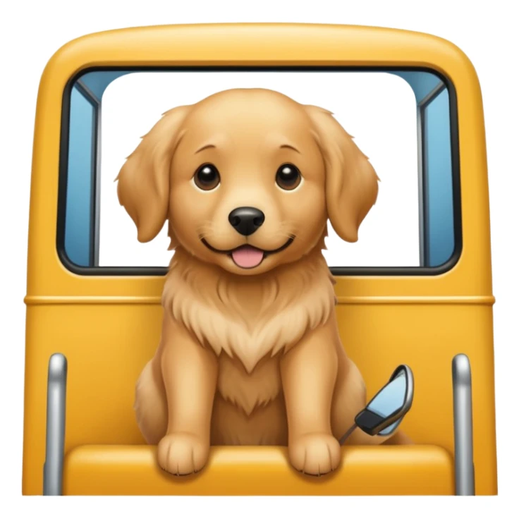 Golden retriever dog on a bus sticker