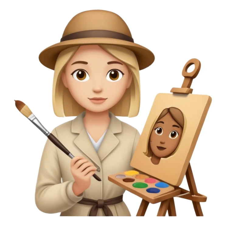 artist painting at easel sticker