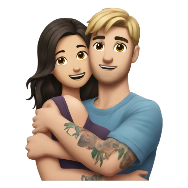 mr beast with tattoos hugging brunette girl sticker