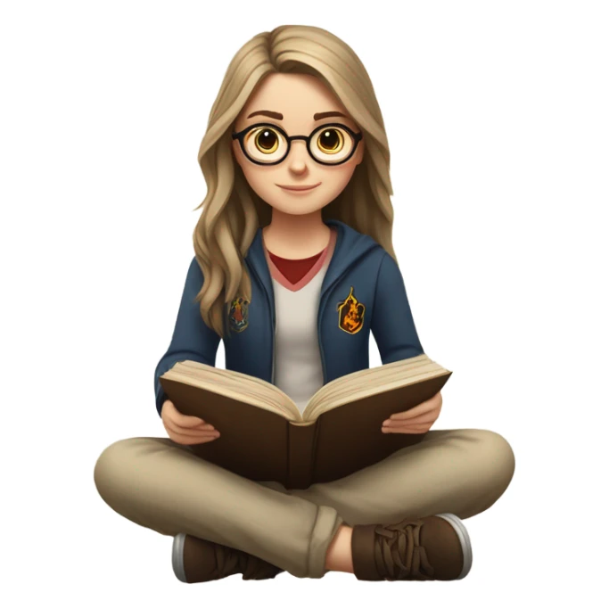 White girl reading Harry potter sticker