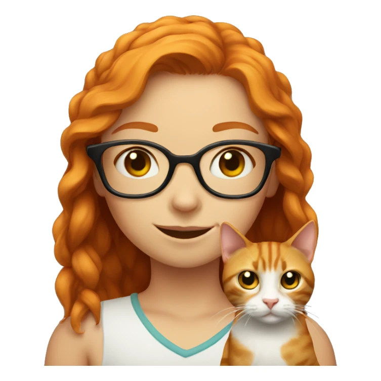 ginger girl with glasses and a cat sticker