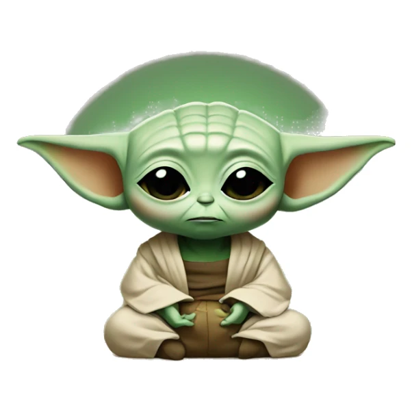 baby yoda with closed eyes meditating sticker