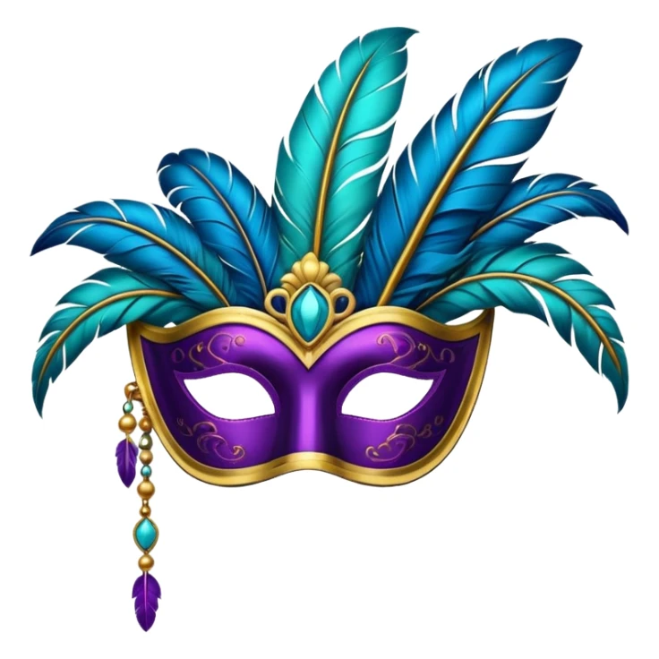 Venetian mask with feathers, simple and bold, minimal details sticker
