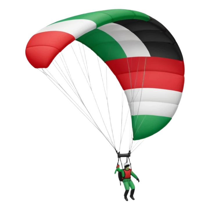 a palestinian flag with a paraglider, respect scrupulously the correct shapes and colours of the palestinian flag, try again sticker