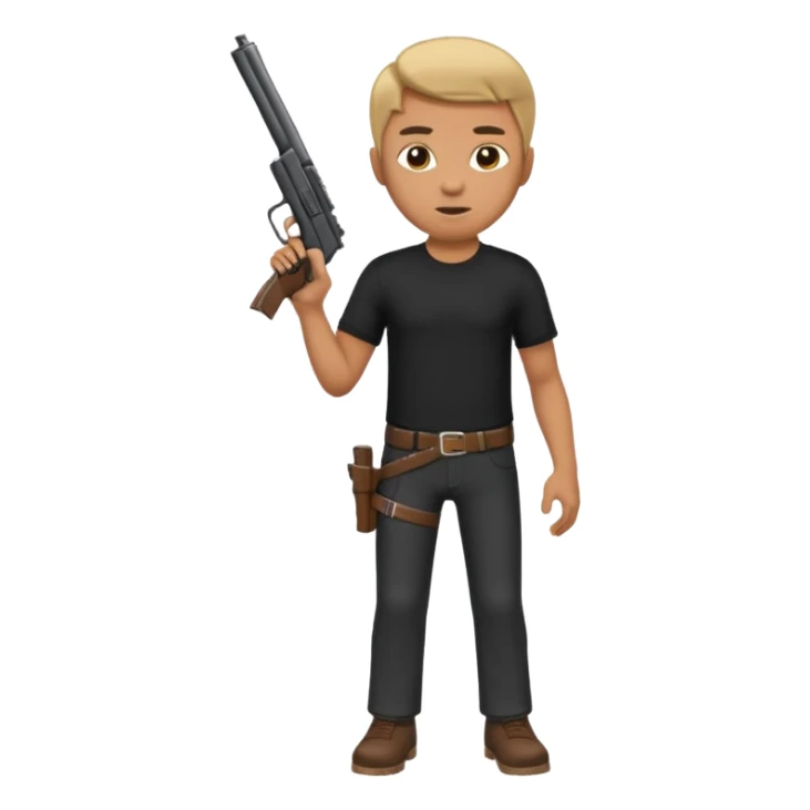 Full body male with a gun sticker