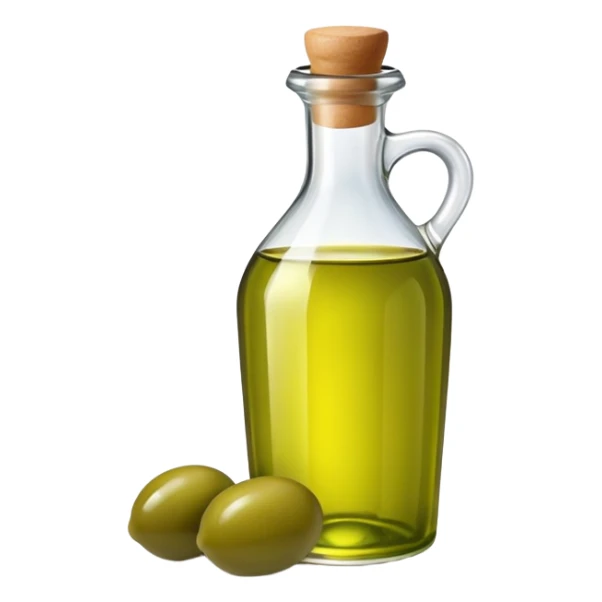 Bottle of olive oil with green olives sticker