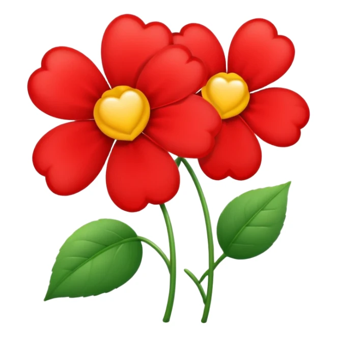 flower with heart-shaped petals and a kiss sticker