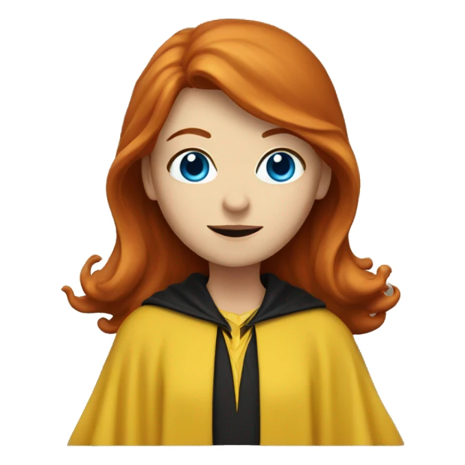 Redhead lady with blue eyes in yellow and black wizard robes sticker