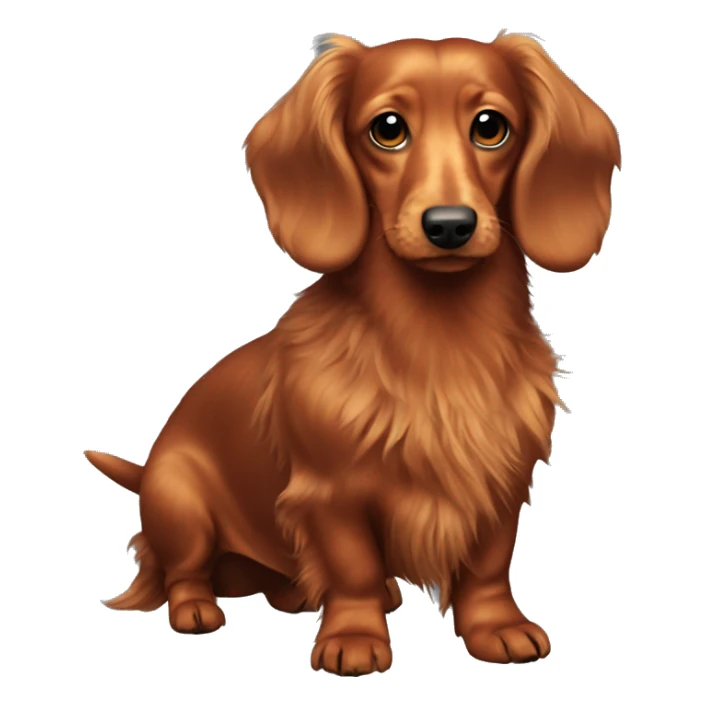 Chunky Miniature red long haired dachshund whole body scruffy sticker