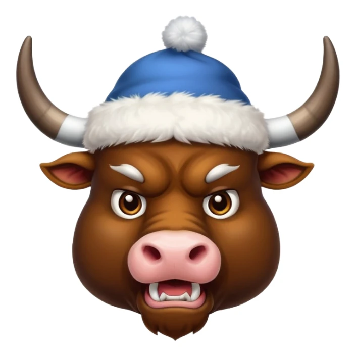 angry winter New Year's with white horns bull emoji sticker