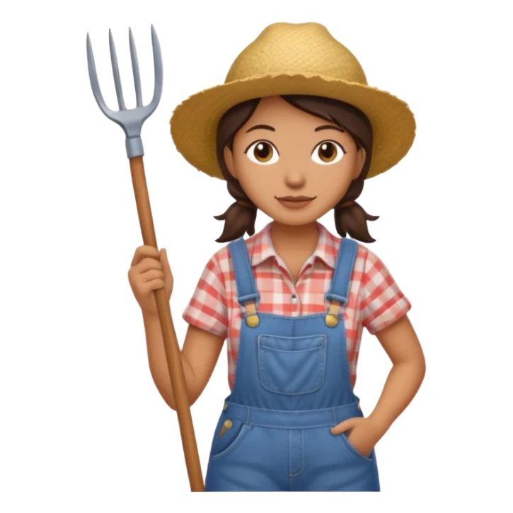 farmer woman with pitchfork sticker