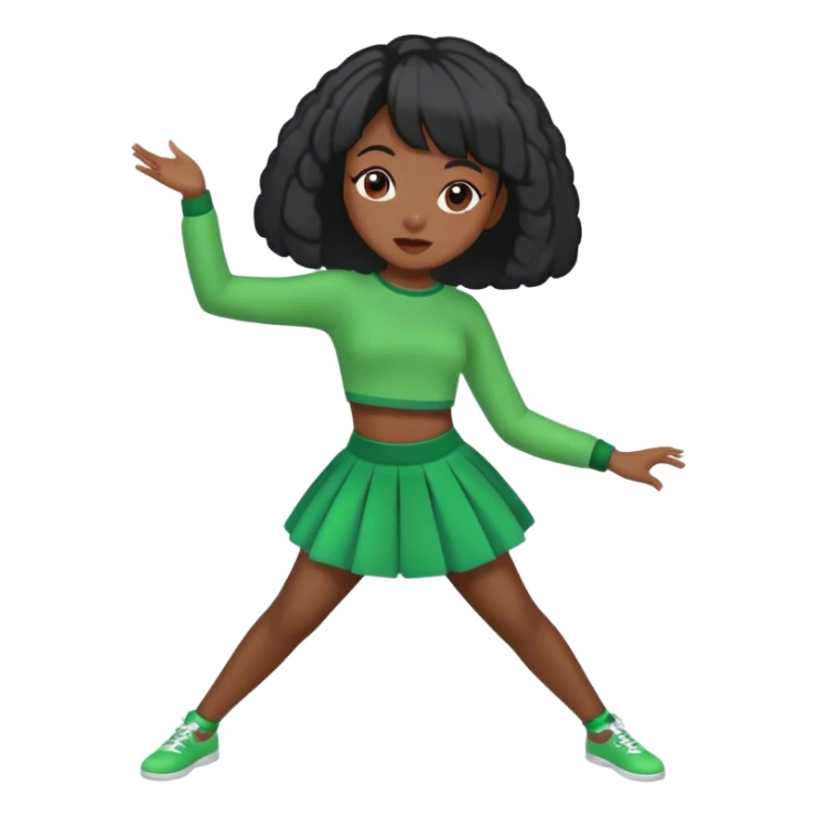 black girl with bob green clothes dancing sticker