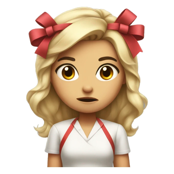 cute animted girl wth a bow in er hair being angry sticker