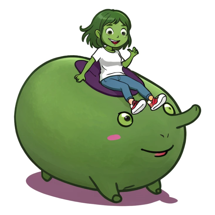 Girl riding the eggplant sticker